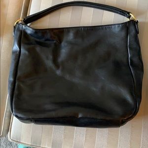Black simulated leather bag